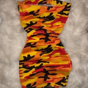 Orange Camo Mini Dress
